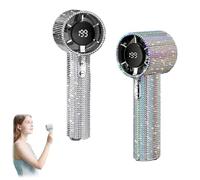 Diamond Portable Fan, Mini Personal Fans Rechargeable, Diamond Handheld Mini Fans With Digital Display, For Travel Office Outdoor Makeup, Crystal Design Gift for Women Girls (Colorful+Silver)