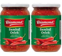 DIAMOND Sambal Oelek, pasta ardientemente picante de guindilla roja, para dar sabor a platos wok, arroz frito y fideos fritos - 1 x 740 g (Paquete de 2)