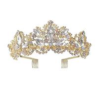 Diamond tiara dorado boda dorada corona cristal tiara mujer nupcial fiesta cumpleaños
