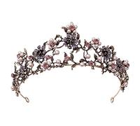 Diamond tiara flor negra diamante perla nupcia corona coreana boda cumpleaños tiara accesorios