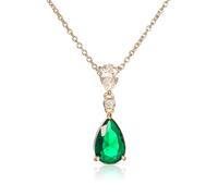 Diamond Treats Collar con colgante de lágrima de plata de ley 925 para mujer con circonitas cúbicas blancas, verdes, azules o rojas, elegante collar con colgante de pera de plata con caja de regalo,