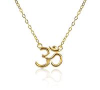 Diamond Treats Collar con Colgante OM DIVINO de Plata DE Ley 925, Chapado en Oro Amarillo de 18K para Mujer Collar OM DIVINO Chapado en Oro para Mujer Cadena Ajustable