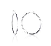 Diamond Treats Pendientes de aro de plata de ley 925 para mujeres y adolescentes, de plata pulida, sencillos pendientes de aro de plata 925 en varios tamaños, joyería para mujer con caja de regalo, 15