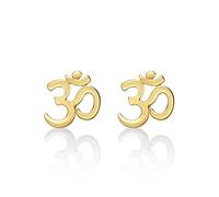 Diamond Treats Pendientes OM de Plata de Ley 925 Pulida Chapados en Oro Amarillo 18K OM es un icono espiritual y el sonido más sagrado Pendientes Espirituales Chapados de Oro regalo perfecto mujer
