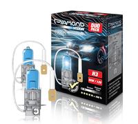Diamond Vision 2 bombillas halógenas H3 12 V 55 W | aspecto xenón | bombillas halógenas para coche | blanco frío | dos veces más duraderas | certificado E | PK22S