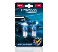 Diamond Vision 2X H6W 12V 6W | Look xenón | Lámparas halógenas para coche | 8500K Super Ultra White | Extra durable | Marcado E | BAX9s