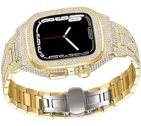 Diamond Watch Case+Metal Watch Strap Modification Kit for 8 7 6 5 4 SE, Fashion Business Band for Lady Women Girls,For Iwatch Series 44mm 45mm