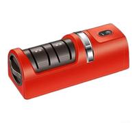 Diamond Wheel Electric Sharpener ABS Cuerpo Compacto (Rojo) | 3 etapas grueso medio fino, USB recargable para la batería, diseño compacto de 18 cm, cuerpo ABS, colores blanco rojo verde