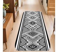 Diamonds - Alfombra de pasillo moderna y contemporánea, diseño de triángulos, color negro, antideslizante, rectangular, ribete de borde para cocina, entrada, baño, decoración de puerta, 2 x 5 pies