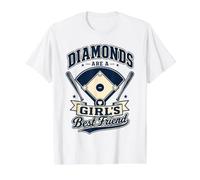 Diamonds Are A Girl'S Best Friend Baseball & Softball Camiseta gráfica económica, Hombre, Blanco, L