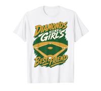 Diamonds Are A Girl'S Best Friend Baseball & Softball Camiseta gráfica económica, Hombre, Blanco, M