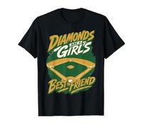 Diamonds Are A Girl'S Best Friend Baseball & Softball Camiseta gráfica económica, Hombre, Negro, M