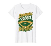 Diamonds Are A Girl'S Best Friend Baseball & Softball Camiseta gráfica económica, Mujer, Blanco, L