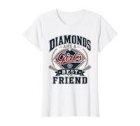 Diamonds Are A Girl'S Best Friend Baseball & Softball Camiseta gráfica económica, Mujer, Blanco, S