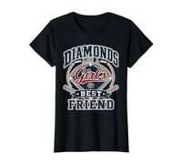 Diamonds Are A Girl'S Best Friend Baseball & Softball Camiseta gráfica económica, Mujer, Negro, XS