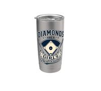 Diamonds Are A Girl's Best Friend Baseball & Softball Vaso térmico de acero inoxidable de doble pared