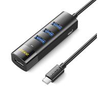 DiamondTiger Hub USB C de 4 puertos, divisor USB 3.0 múltiple con cable de 5 pies, puerto de alimentación tipo C para laptop, escritorio, Windows, Linux, PC (USB-C)