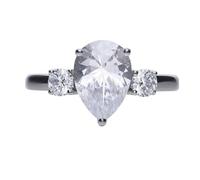 DIAMONFIRE | Bridal | Anillo de Piedra de Gota con 2 Piedras a los Lados, Diamante falso, No aplicable