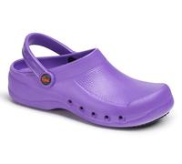 DIAN - EVA Plus Violeta 38, Zuecos Anatomicos Ligeros de EVA para Sanidad y Hosteleria, Unisex, Correa Abatible, Planta con Micropuntos de Masaje, Transpirable, Antibacteriano y Antideslizante