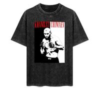 DIAN PIN KE Khamzat Chimaev The Wolf Borz Chechnya Fighter Style Men's Women's Short Sleeve Soft Washed Cotton T-Shirt Size M