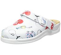 DIAN - Pisa Correa Estampado Blanco 43, Zueco Anatómico Sanidad y Hostelería, Unisez, Talón Abierto, Empeine Perforado Transpirable y Acolchado Antirozaduras, Antideslizante y Antibacteriano.