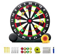 Diana de fútbol hinchable para exteriores con soplador de 370 W y 8 pelotas de lanzamiento para niños, gigante para exteriores, juego de tablero de dardos con gran objetivo (A)