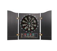 Diana electrónica CB05E con puertas de MDF, 27 juegos, 243 variantes, 4 pantallas LED, hasta 16 jugadores, 12 dardos y 88 puntas