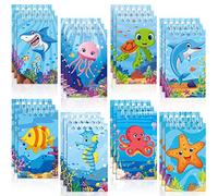 Dianelhall 24 Mini Cuadernos de Sirena para Recuerdos de Fiesta Mini Blocs de Notas en Espiral Temáticos del Mar y Océano para Suministro de Fiesta Niños Relleno de Piñata (Estilo de Animal Marino)