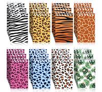 Dianelhall 24 Pcs Wild Animals Mini Notepads Small Spiral Pocket Notebooks Jungle Animals Leopard Cheetah Theme Party Favors Supplies, 8 Styles