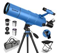 Dianfan Telescopio para adultos de alta potencia, apertura de 90 mm, 550 mm, telescopio de viaje refractor astronómico para niños y principiantes con trípode, adaptador de teléfono, bolsa de