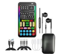 DIANMO Cambiador de voz de juego, mezclador de audio, kit de tarjeta de sonido i9Live (incluye auriculares y 2 convertidores), apto para PS4/PS5/Xbox One/PC/teléfono/portátiles.