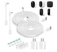 DIANMU Paquete de 2 cables de extensión de alimentación de 20 pies para Arlo Essential Series (1ª, 2ª, 3ª generación), Arlo Pro 6ª generación, Blink Outdoor 4 (4ª generación), cable micro USB plano