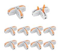 DIANN Juego de 10 conectores de cable de palanca en T de 3 vías, divisor de cable eléctrico de empuje rápido con terminales de 3 puertos para cableado de 24-12 AWG, color naranja