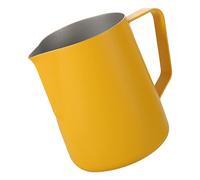 Dianoo Jarra de vapor para expreso, 600 ml, jarra de espuma de leche de acero inoxidable, taza de espuma de leche para café, jarra de café, arte con leche, amarillo