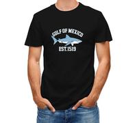 DianShao Camiseta de manga corta Gulf of México - Elegante recuerdo de viaje para el verano, Negro , S