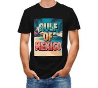DianShao Camiseta unisex Gulf of México de manga corta divertida para recuerdos de vacaciones, Negro , L