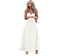 DianShao Falda De Tul para Mujer, Cintura Elástica, Falda Larga Plisada De Malla Multicapa, Tutú De Bailarina, Vestido De Princesa Esponjoso