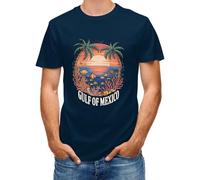 DianShao Fun T-Shirt Gulf of México - recuerdo de viaje para aventureros y exploradores, azul marino, L