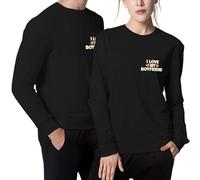 DianShao I Love My Boyfriend - Sudadera de manga larga con cuello redondo y divertido para mujer, idea de regalo para parejas y amigos, Black-bf, S