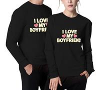 DianShao I Love My Girlfriend Camiseta de Manga Larga - Divertida Sudadera para Hombres y Mujeres, Cómodo Cuello Redondo, Ideal para Diario y Casual, Black-bf, XS