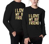 DianShao Sudadera divertida de manga larga - Diseño «I Love My Girlfriend», cómoda y suave, perfecta para otoño e invierno, hombres y mujeres, Black-bf, XXL