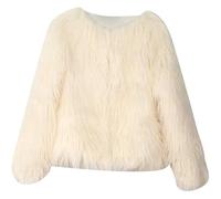 DianShaoA Mujer Invierno Abrigo Chaqueta De Pelo Sintético Corto Chaquetas De La Rebeca Beige M
