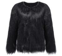 DianShaoA Mujer Invierno Abrigo Chaqueta De Pelo Sintético Corto Chaquetas De La Rebeca Negro XL