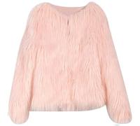 DianShaoA Mujer Invierno Abrigo Chaqueta De Pelo Sintético Corto Chaquetas De La Rebeca Pink Claro 3XL
