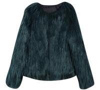 DianShaoA Mujer Invierno Abrigo Chaqueta De Pelo Sintético Corto Chaquetas De La Rebeca Verdinegro 3XL