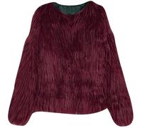 DianShaoA Mujer Invierno Abrigo Chaqueta De Pelo Sintético Corto Chaquetas De La Rebeca Vino Rojo L