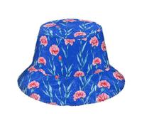 Dianthus - Sombreros de pescador de piel sintética para hombre, mujer, diseño floral, color azul rey