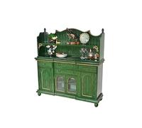 DIANXI Gabinete Tipo Bufé Armario Alto de Madera Maciza Estilo campestre contra la Pared, Estante Cocina, Almacenamiento vinos, Porche, Muebles Verdes Retro Gabinete para Cubiertos