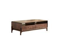 DIANXI Mesa de Centro Madera Maciza Nogal 130 x 70 45 cm for Sala Estar, Mesa negociación Sencilla for cafetería con cajón para Espacios Pequeños