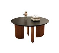DIANXI Mesa Redonda Rock Plate de 80 x 40 cm, Madera Cerezo, for Sala Estar, Centro té, balcón, Ocio, recepción, Almacenamiento Lateral para Espacios Pequeños